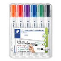 Táblamarker készlet, 2 mm, kúpos, STAEDTLER "Lumocolor 351", 6 különböző szín Táblamarker készlet, 2 mm, kúpos, STAEDTLER "Lumocolor 351", 6 különböző szín