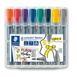 Flipchart marker készlet, 2-5 mm, vágott, STAEDTLER "Lumocolor 356", 8 különböző szín Flipchart marker készlet, 2-5 mm, vágott, STAEDTLER "Lumocolor 356", 8 különböző szín
