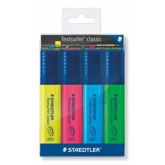 Szövegkiemelő készlet, 1-5 mm, STAEDTLER "Textsurfer Classic", 4 különböző szín