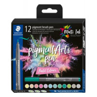 Ecsetirón készlet, STAEDTLER "Pigment brush 371", 12 különböző pasztell szín