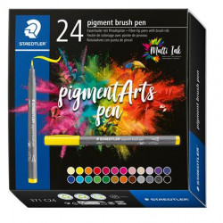 Ecsetirón készlet, STAEDTLER "Pigment brush 371", 24 különböző szín