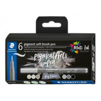 Ecsetirón készlet, STAEDTLER "Pigment 372", 6 különböző fekete és szürke árnyalat