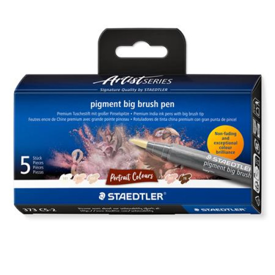 Ecsetirón készlet, STAEDTLER "Pigment big brush 373", 5 különböző portré színárnyalat