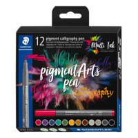Kalligrafikus rostirón készlet, 2 mm, STAEDTLER "Pigment 375", 12 különböző szín