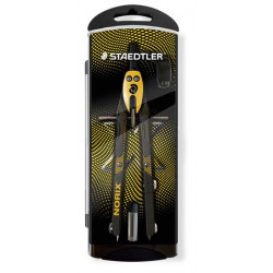 Körző készlet, precíziós, 3 darabos, STAEDTLER "Norix® 555", sárga