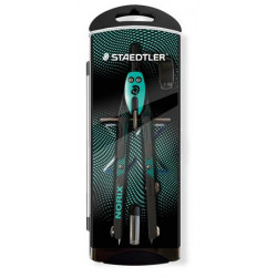 Körző készlet, precíziós, 3 darabos, STAEDTLER "Norix® 555", zöld