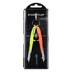 Körző készlet, precíziós, 2 darabos, STAEDTLER "Mars Comfort Neon", neon sárga/narancs