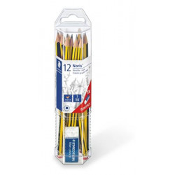 Grafitceruza készlet, ajándék radírral, HB, hatszögletű, STAEDTLER "Noris"