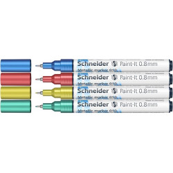Akril marker készlet, 0,8 mm, SCHNEIDER "Paint-It 010", 4 különböző metálfényű szín Akril marker készlet, 0,8 mm, SCHNEIDER "Paint-It 010", 4 különböző metálfényű szín
