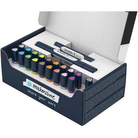 Kétvégű marker készlet, 27 darabos, SCHNEIDER „Paint-It 040 Twin marker Set 2”, 10 különböző szín