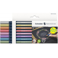 Metálfényű rollertoll készlet, 0,4 mm, SCHNEIDER "Paint-It 050" 8 különböző szín