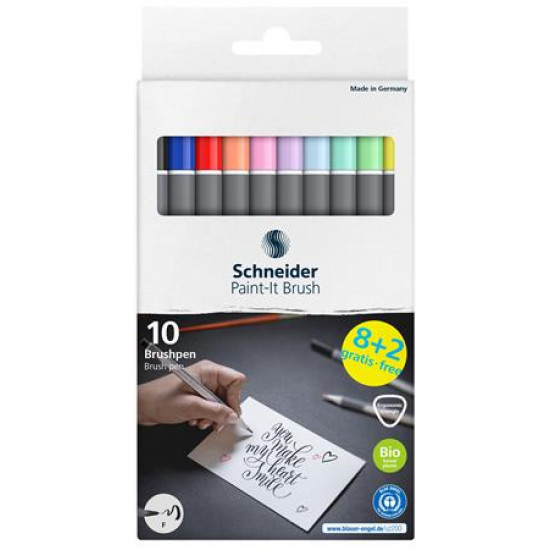 Ecsetirón készlet, hajlékony heggyel, SCHNEIDER "Paint-It 070", 10 különböző szín