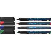 Alkoholos marker készlet, OHP, 0,4 mm, SCHNEIDER "Maxx 220 S", 4 különböző szín