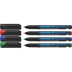 Alkoholos marker készlet, OHP, 0,4 mm, SCHNEIDER "Maxx 220 S", 4 különböző szín