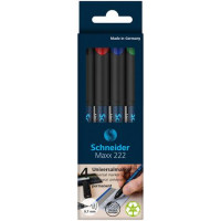 Alkoholos marker készlet, OHP, 0,7 mm, SCHNEIDER "Maxx 222 F", 4 különböző szín
