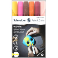 Akril marker készlet, 2 mm, SCHNEIDER "Paint-It 310", 6 különböző szín Akril marker készlet, 2 mm, SCHNEIDER "Paint-It 310", 6 különböző szín