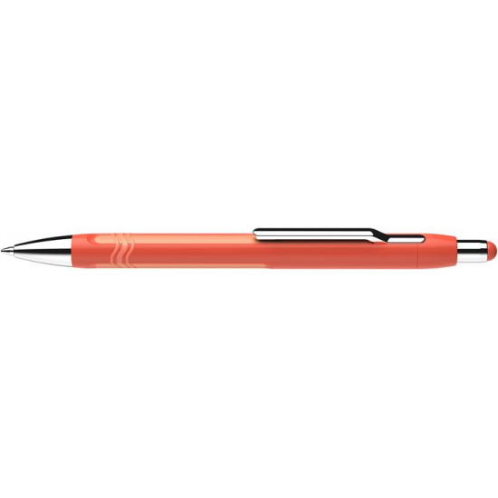 Golyóstoll, 0,7 mm, nyomógombos, érintőképernyőhöz, narancs tolltest, SCHNEIDER "Epsilon XB", kék