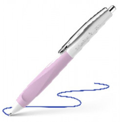 Golyóstoll, 0,5 mm, nyomógombos, fehér-rózsaszín tolltest, SCHNEIDER "Haptify", kék