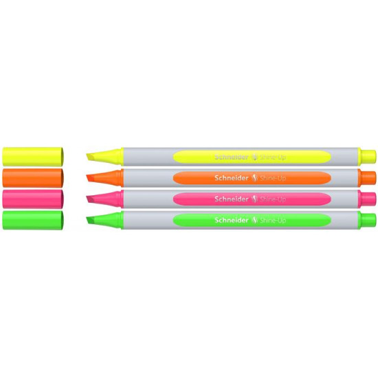 Szövegkiemelő toll készlet, 1-4 mm, SCHNEIDER "Shine-Up", 4 különböző szín