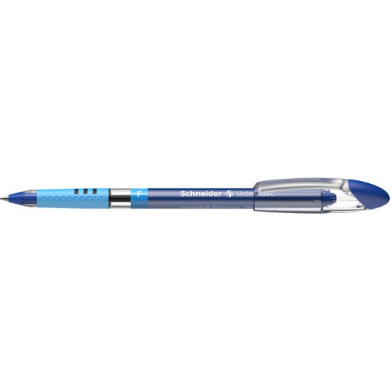 Golyóstoll, 0,3 mm, kupakos, SCHNEIDER "Slider Basic F", kék