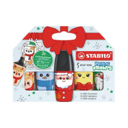 Szövegkiemelő készlet, 2-5 mm, STABILO "Boss Mini Frosty Friends", 5 különböző szín