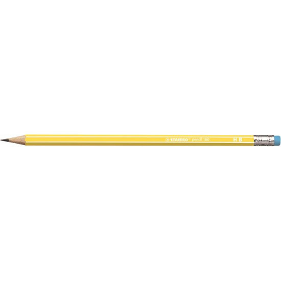 Grafitceruza radírral, HB, hatszögletű, STABILO "Pencil 160", sárga
