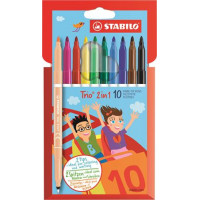 Filctoll készlet, 0,5-2 mm, kétvégű, STABILO "Trio 2 in 1", 10 különböző szín Filctoll készlet, 0,5-2 mm, kétvégű, STABILO "Trio 2 in 1", 10 különböző szín