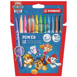 Filctoll készlet, vastag, 2 mm, STABILO "Power", Mancs őrjárat, 12 különböző szín