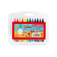 Zsírkréta, műanyag dobozban, STABILO "Yippy-wax", 12 különböző szín Zsírkréta, műanyag dobozban, STABILO "Yippy-wax", 12 különböző szín