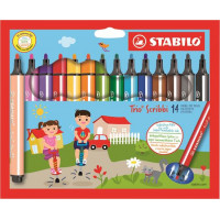 Filctoll készlet, 1,5-2 mm, rugós hegy, STABILO "Trio Scribbi", 14 különböző szín Filctoll készlet, 1,5-2 mm, rugós hegy, STABILO "Trio Scribbi", 14 különböző szín