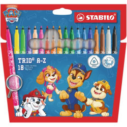 Filctoll készlet, 0,7 mm, STABILO "Trio A-Z", Mancs őrjárat, 18 különböző szín