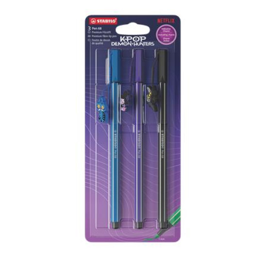 Filctoll készlet, 1 mm, STABILO "Pen 68" "K-Pop démonvadászok", Saja Boys