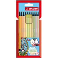 Rostirón készlet, 1 mm, STABILO "Pen 68", 10 különböző szín Rostirón készlet, 1 mm, STABILO "Pen 68", 10 különböző szín