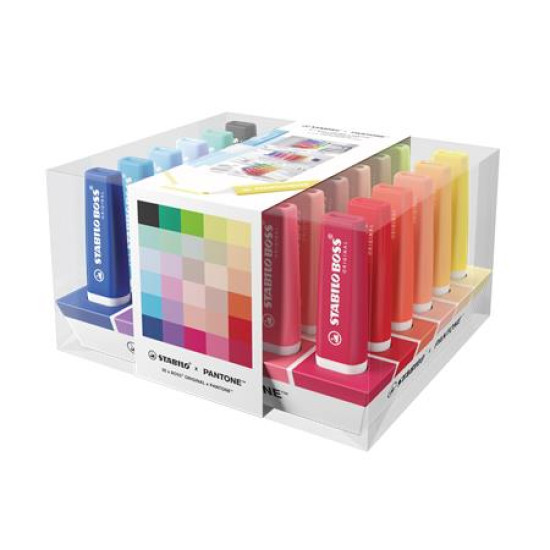 Szövegkiemelő készlet, asztali, STABILO "Boss Original x Pantone", 30 különböző szín Szövegkiemelő készlet, asztali, STABILO "Boss Original x Pantone", 30 különböző szín
