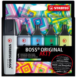 Szövegkiemelő készlet, 2-5 mm, STABILO "BOSS original Arty",  5 hideg szín