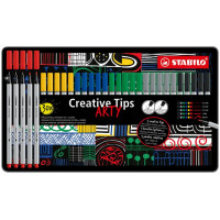 Tűfilc készlet, fém doboz, STABILO "Creative Tips ARTY", 6 különböző szín, 5 különböző vastagság Tűfilc készlet, fém doboz, STABILO "Creative Tips ARTY", 6 különböző szín, 5 különböző vastagság