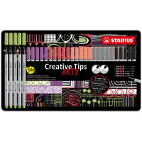Tűfilc készlet, fém doboz, STABILO "Creative Tips ARTY", 6 különböző pasztell szín, 5 különböző vastagság Tűfilc készlet, fém doboz, STABILO "Creative Tips ARTY", 6 különböző pasztell szín, 5 különböző vastagság