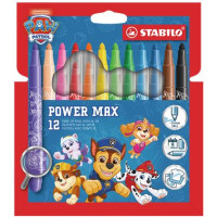 Filctoll készlet, vastag, 3 mm, STABILO "Power Max", Mancs őrjárat, 12 különböző szín