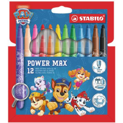 Filctoll készlet, vastag, 3 mm, STABILO "Power Max", Mancs őrjárat, 12 különböző szín Filctoll készlet, vastag, 3 mm, STABILO "Power Max", Mancs őrjárat, 12 különböző szín