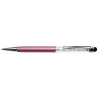 Golyóstoll, világoslila, felül fehér SWAROVSKI® kristállyal töltve, érintővel, 14 cm, ART CRYSTELLA®