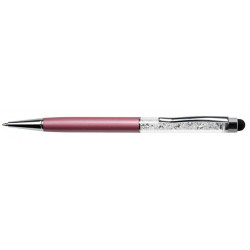 Golyóstoll, világoslila, felül fehér SWAROVSKI® kristállyal töltve, érintővel, 14 cm, ART CRYSTELLA®