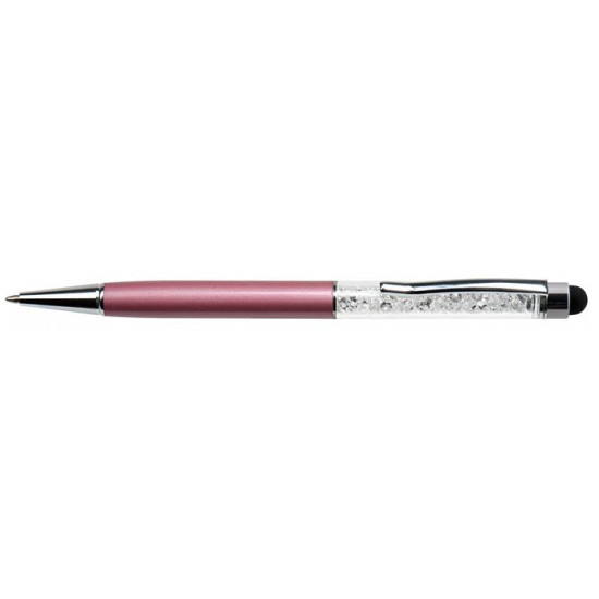 Golyóstoll, világoslila, felül fehér SWAROVSKI® kristállyal töltve, érintővel, 14 cm, ART CRYSTELLA®