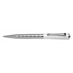 Golyóstoll, fehér-ezüst "Rialto", fehér SWAROVSKI® kristállyal, 14cm, ART CRYSTELLA®