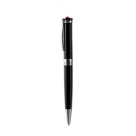 Golyóstoll, fekete, "Rimini", light siam piros SWAROVSKI® kristállyal, 14 cm, ART CRYSTELLA®