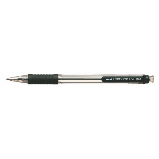 Golyóstoll, 0,4 mm, nyomógombos, UNI "SN-101 Laknock Fine", fekete
