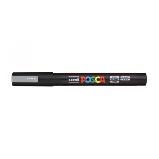 Dekormarker, 0,9-1,3 mm, UNI "Posca PC-3M", ezüst