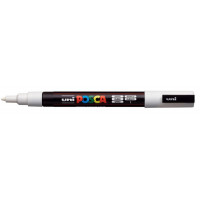 Dekormarker, 0,9-1,3 mm, UNI "Posca PC-3M", fehér