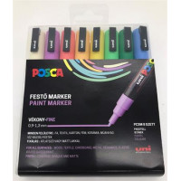 Dekormarker készlet, 0,9-1,3 mm, UNI "Posca PC-3M", 8 különböző pasztell szín Dekormarker készlet, 0,9-1,3 mm, UNI "Posca PC-3M", 8 különböző pasztell szín