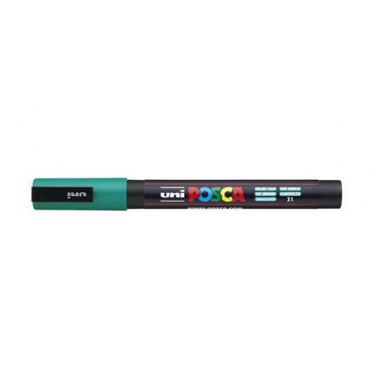 Dekormarker, 0,9-1,3 mm, UNI "Posca PC-3M", smaragdzöld