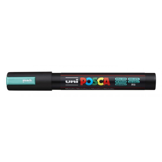 Dekormarker, 1,8-2,5 mm, UNI "Posca PC-5M", metál zöld